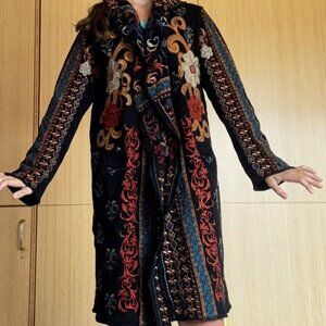 Johnny Was     - Biya Duster-Fabiana floral embroidered duster with hood-